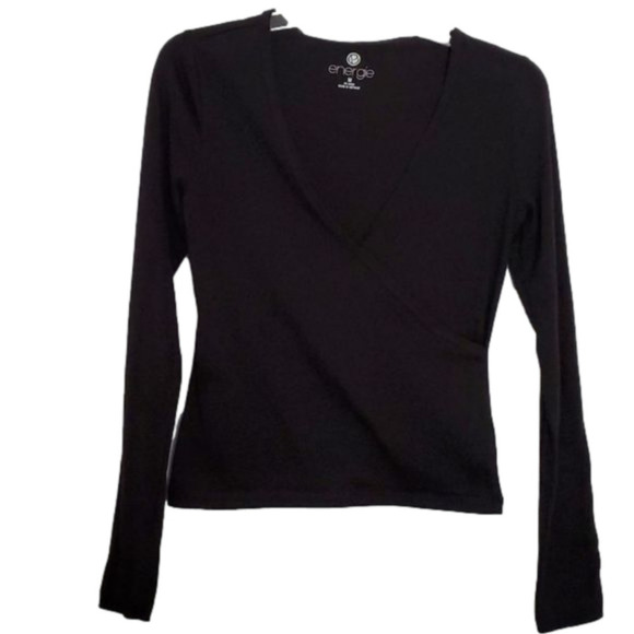 NWT Energie Women's Black Cross Front Shirt Size Medium - Picture 1 of 12